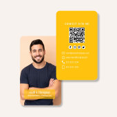 Mustard Yellow QR Code Photo Connect Modern Visitekaartje