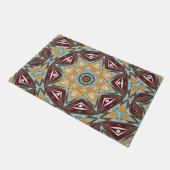 Mustard Yellow Red Brown Aqua Mandala Tribal Kunst Deurmat (Schuin)