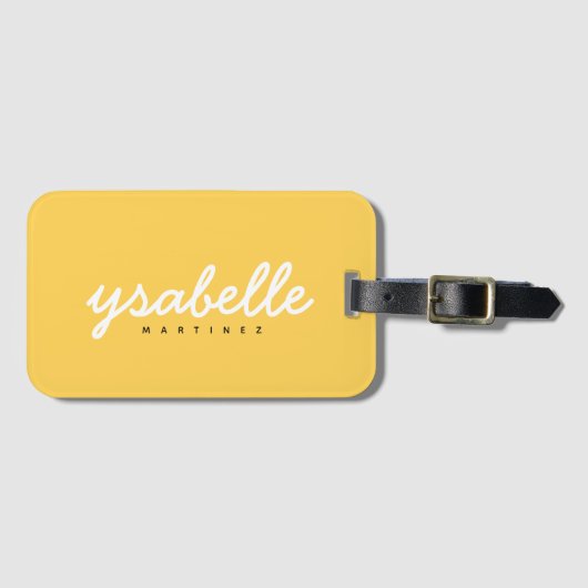 Mustard Yellow Simple Bold Script Name Bagagelabel (Voorkant (horizontaal))