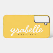 Mustard Yellow Simple Bold Script Name Samsung Galaxy Hoesje (Achterkant horizontaal)