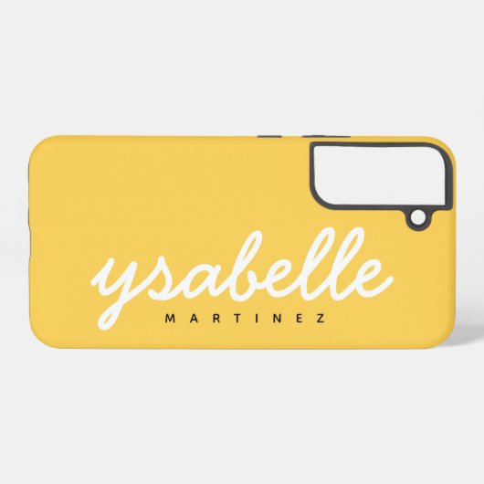 Mustard Yellow Simple Bold Script Name Samsung Galaxy Hoesje (Achterkant horizontaal)