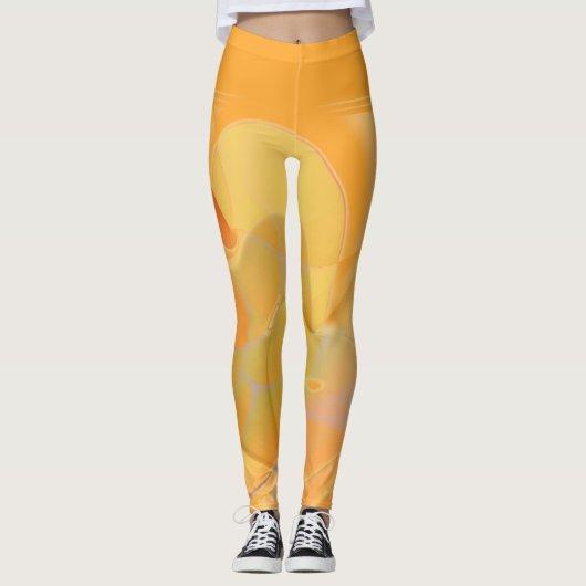 Mustard Yellow Swirls Leggings (Voorkant)