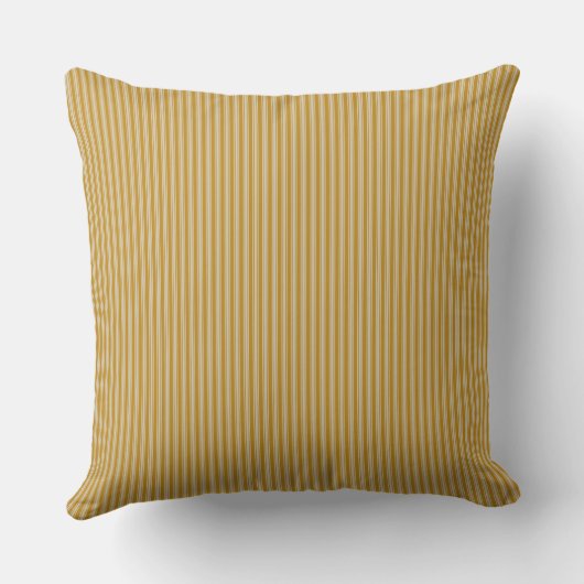 Mustard Yellow Ticking Stripe Kussen (Achterkant)