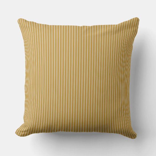Mustard Yellow Ticking Stripe Kussen (Voorkant)