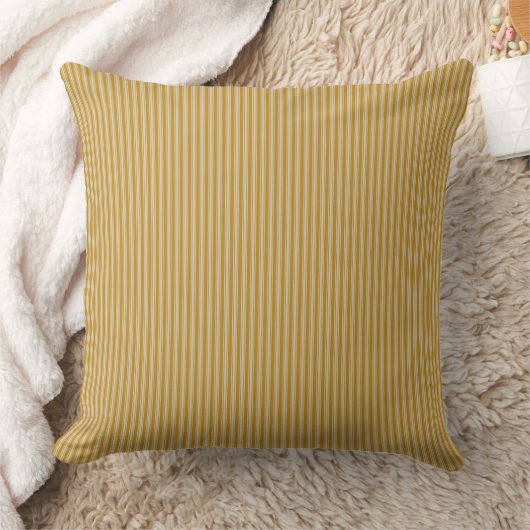 Mustard Yellow Ticking Stripe Kussen (Deken)