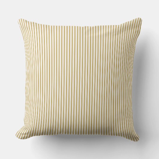 Mustard Yellow Ticking Stripe Kussen (Voorkant)