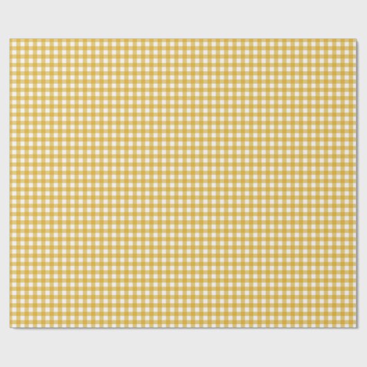 Mustard Yellow | Wappapier van witte gingham Cadeaupapier (Vlak)