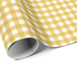 Mustard Yellow | Wappapier van witte gingham Cadeaupapier