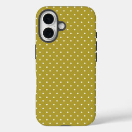  Mustard yellow white polka dots pattern  iPhone 16 Hoesje