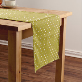  Mustard yellow white polka dots pattern  Korte Tafelloper