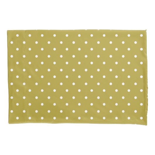  Mustard yellow white polka dots pattern  Kussensloop (Voorkant-Links)