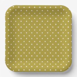  Mustard yellow white polka dots pattern  Papieren Bordje