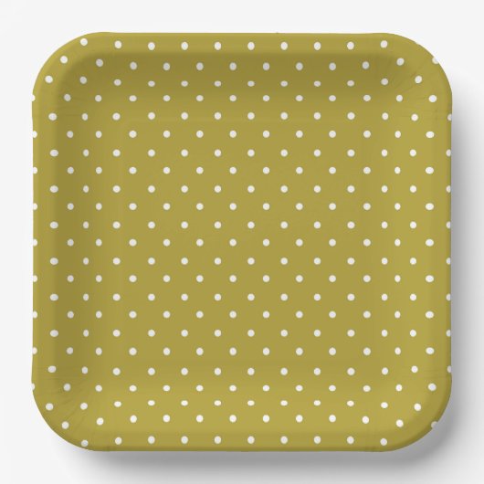  Mustard yellow white polka dots pattern  Papieren Bordje (Voorkant)
