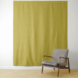  Mustard yellow white polka dots pattern  Wandkleed