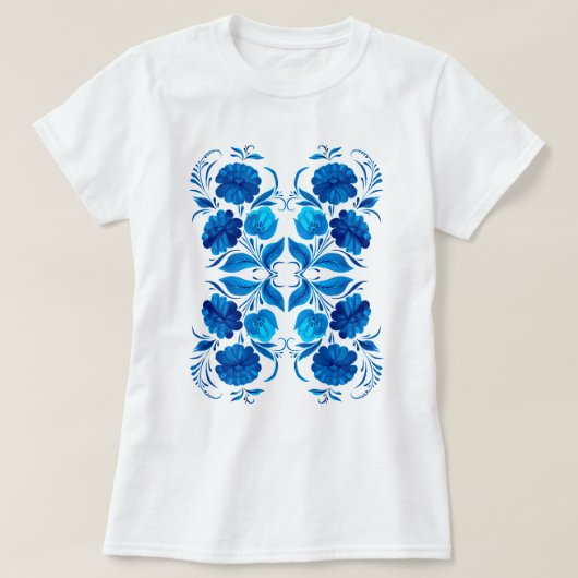 Muster aus blauen Blumen  T-shirt (Design voorkant)