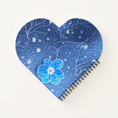 Muster blau weiß mit Blumen Notitieboek (Achterkant)