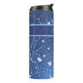 Muster blau weiß mit Blumen Thermosbeker (Gedraaid links)