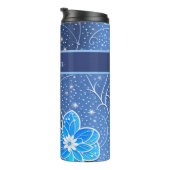Muster blau weiß mit Blumen Thermosbeker (Geroteerd rechts)
