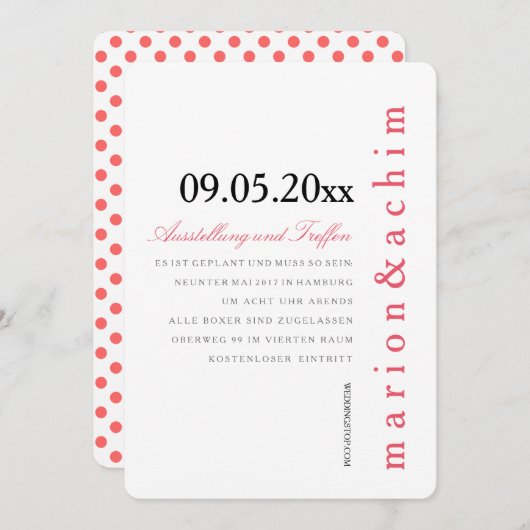 Muster grafisch Polka Punkte Einladung dezent (Voorkant / Achterkant)