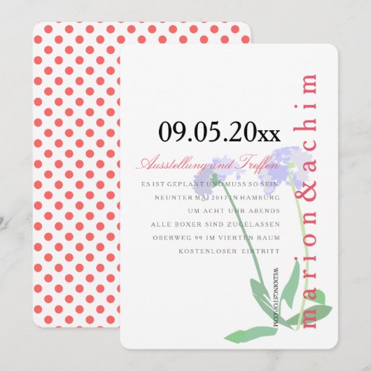 Muster grafisch polka stippen uitnodiging decenter (Voorkant / Achterkant)
