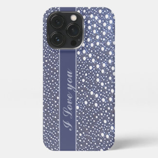 Muster punkte weiß grau blau iPhone 13 pro hoesje