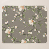 mustered small flowers with green leaves pattern o sherpa deken (Voorkant (horizontaal))