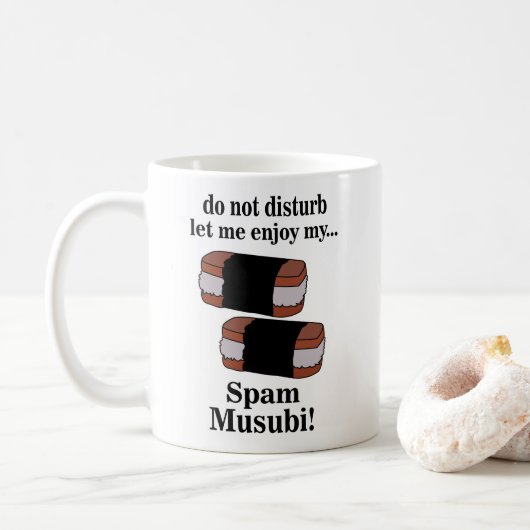Musubi laat me genieten van mijn spammusubi koffiemok (Met donut)