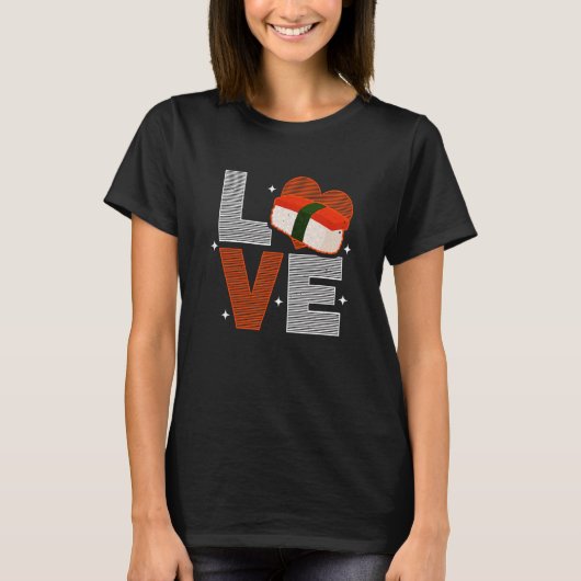Musubi Love Sushi Chef Hawaiian Japans eten T-shirt (Voorkant)