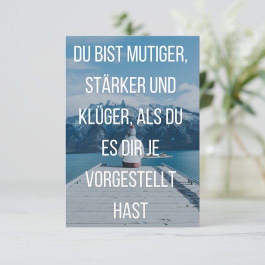 Mut, Stärke, Weisheit - Positive Affirmationspostk Aankondiging (Staand voorkant)