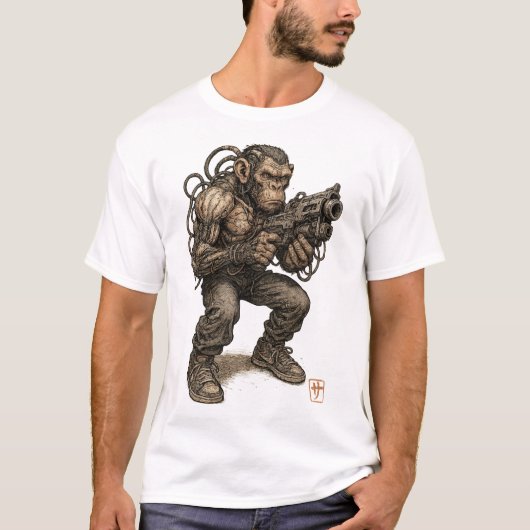 Mutant Gorilla Soldier, een post-apocalyptische kr T-shirt (Voorkant)
