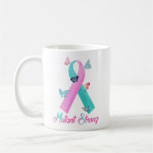 Mutant sterk met roze/blauwgroen lint met butterfl koffiemok (Links)