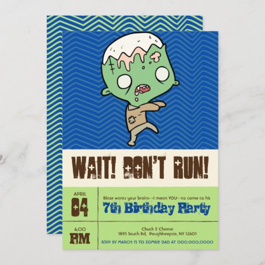 Mutant Zombie Aangepaste Verjaardag Uitnodiging (Voorkant / Achterkant)