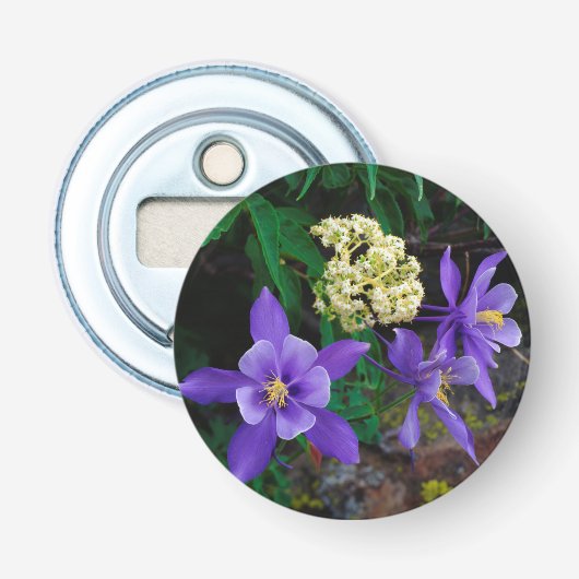 Mutante Akelei Wilde Bloemen Button Flesopener (Voorkant)
