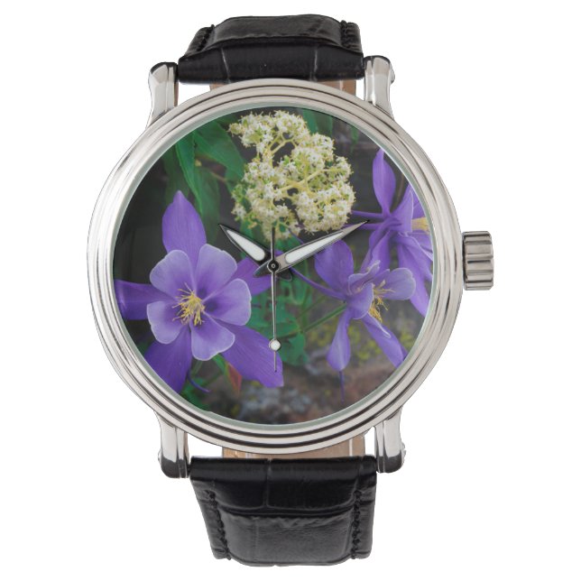 Mutante Akelei Wilde Bloemen Horloge (Voorkant)