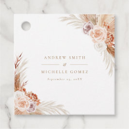 Mute Roos Pampas Terracotta Boho Wedding Hartelijk Bedankjes Labels