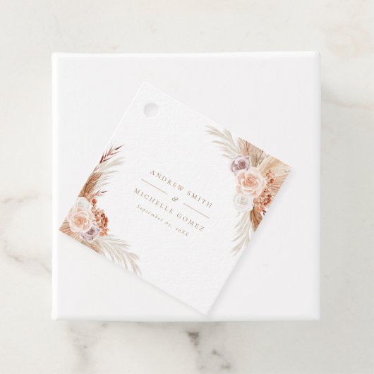 Mute Roos Pampas Terracotta Boho Wedding Hartelijk Bedankjes Labels (In situ)