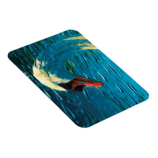 Mute Swan Abstract Impressionisme Magneet (Rechterzijde)