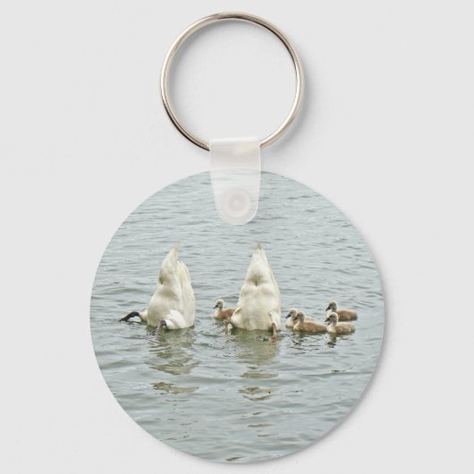 Mute Swan Famly Sleutelhanger (Voorkant)