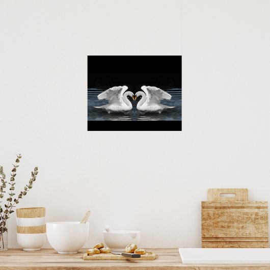 Mute White Swan Photo Mirror Afbeelding Effect Poster (Keuken)