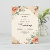 Muted Blossom Botanical Arch Wedding Kaart (Staand voorkant)