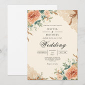 Muted Blossom Botanical Arch Wedding Kaart (Voorkant / Achterkant)