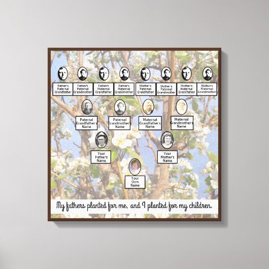 Muted Blossoming Family Tree Quote Canvas Afdruk (Voorkant)