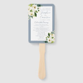 Muted Blue Floral Blooms Wedding Ceremony Programm Handwaaier (Voorkant)