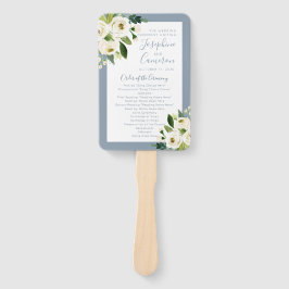 Muted Blue Floral Blooms Wedding Ceremony Programm Handwaaier