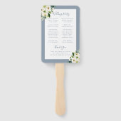 Muted Blue Floral Blooms Wedding Ceremony Programm Handwaaier (Achterkant)