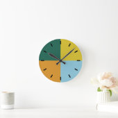 Muted Blue Green Yellow Oranje combinatie Ronde Klok (Huis)