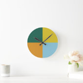 Muted Blue Green Yellow Oranje combinatie Ronde Klok (Huis)