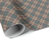 Muted Blue-Grey, Khaki, and Burgundy Tartan Gift Cadeaupapier (Rol Hoek)