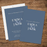 Muted Blue Minimal Wedding Invitation Kaart<br><div class="desc">Zet de toon voor uw speciale dag met deze elegante huwelijksuitnodiging, ontworpen in een opvallend gedempt blauw voor een fris, modern effect. De strakke moderne typografie in fris witte creëer is een verfijnde eenvoud, terwijl de minimalistische lay-out ervoor zorgt dat elk detail gemakkelijk te lezen en moeiteloos stijlvol is. Ideaal...</div>