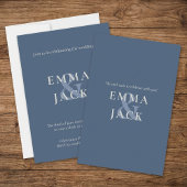 Muted Blue Minimal Wedding Invitation Kaart
